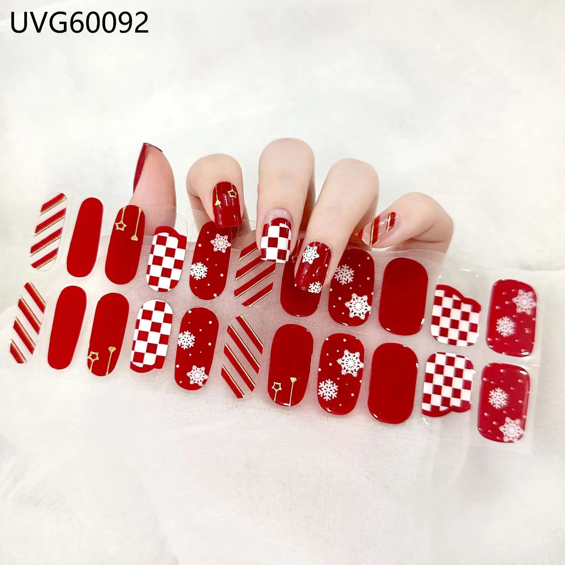 16/20/22Tips Semi-Cured Gel Nail Wraps Full Cover Manicure DIY Waterproof Long Lasting Gel Nail Stickers Set for UV Lamp Need