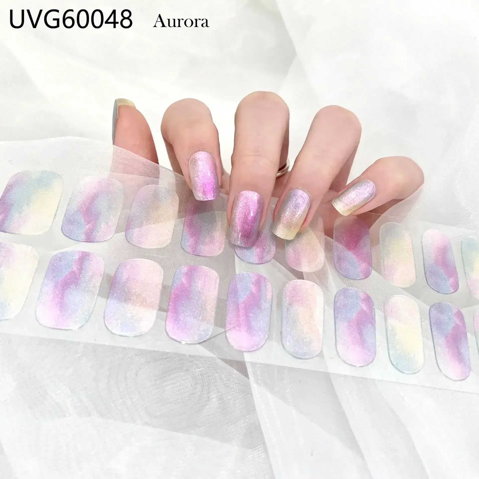 16/20/22Tips Semi-Cured Gel Nail Wraps Full Cover Manicure DIY Waterproof Long Lasting Gel Nail Stickers Set for UV Lamp Need