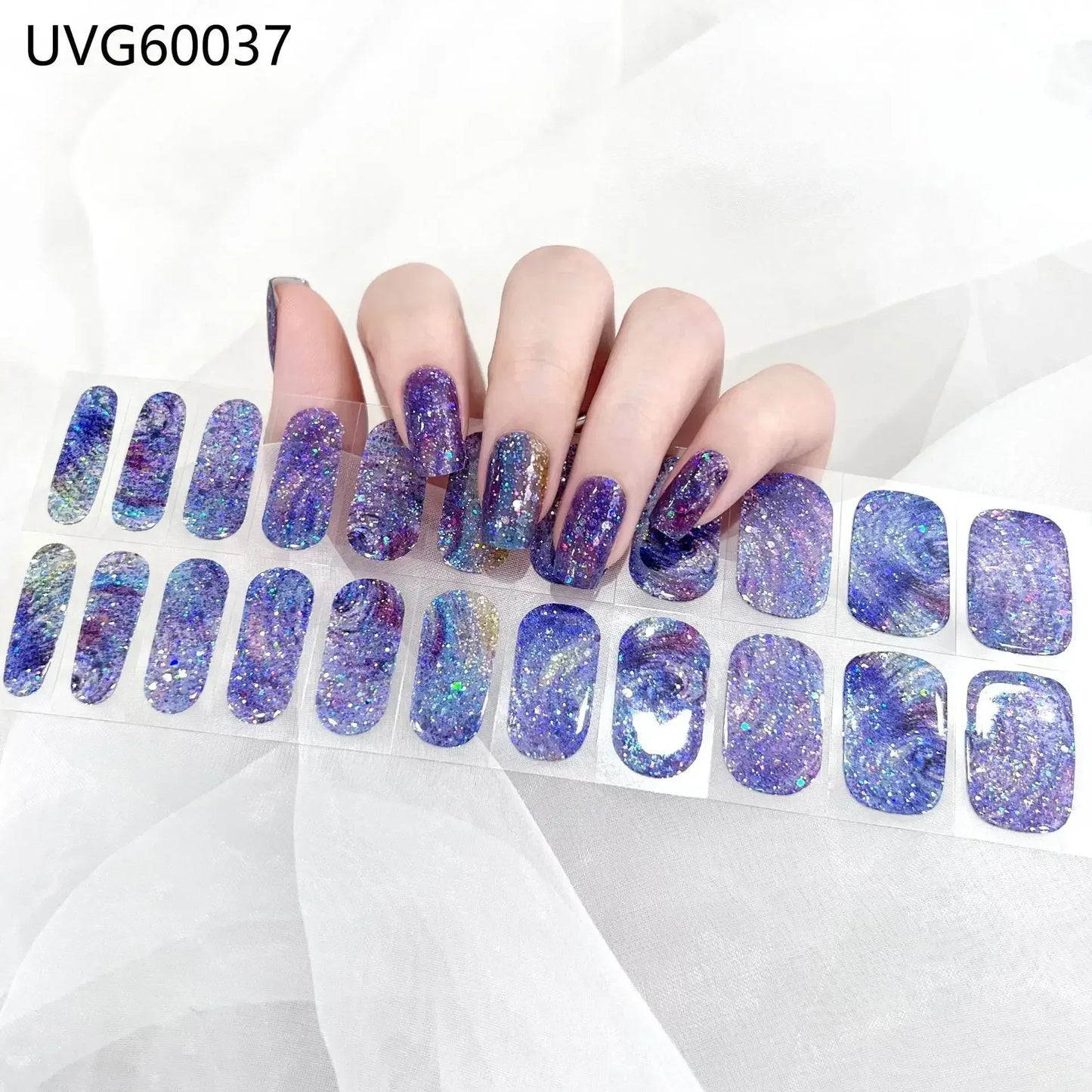 16/20/22Tips Semi-Cured Gel Nail Wraps Full Cover Manicure DIY Waterproof Long Lasting Gel Nail Stickers Set for UV Lamp Need