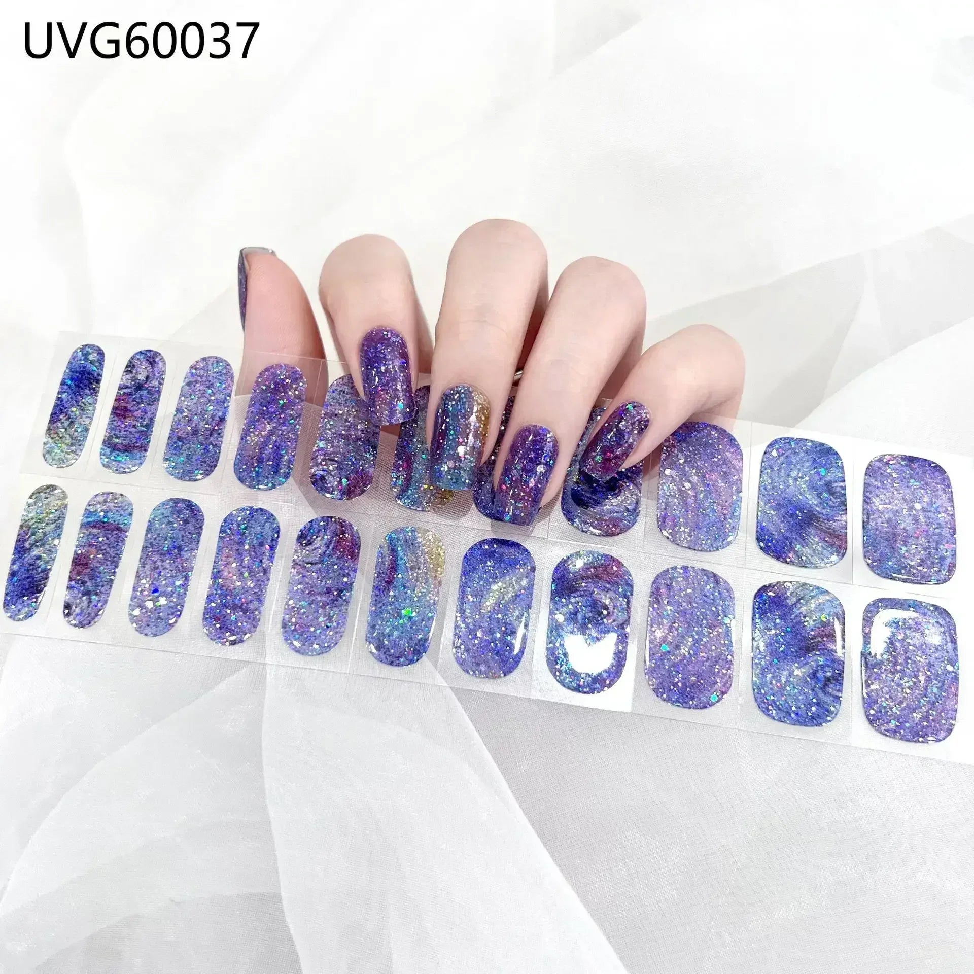 16/20/22Tips Semi-Cured Gel Nail Wraps Full Cover Manicure DIY Waterproof Long Lasting Gel Nail Stickers Set for UV Lamp Need