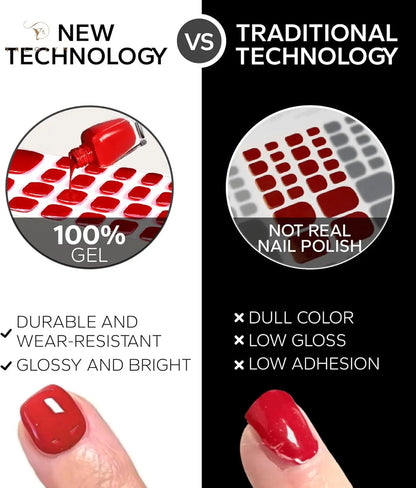 16/20/22Tips Semi-Cured Gel Nail Wraps Full Cover Manicure DIY Waterproof Long Lasting Gel Nail Stickers Set for UV Lamp Need