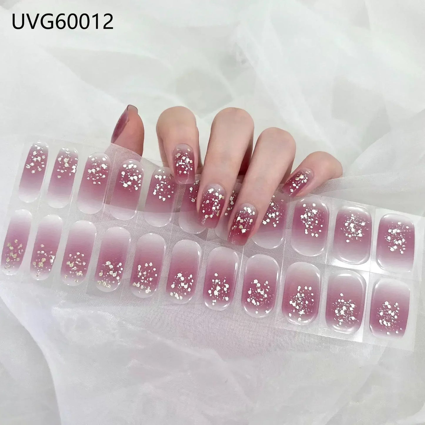 16/20/22Tips Semi-Cured Gel Nail Wraps Full Cover Manicure DIY Waterproof Long Lasting Gel Nail Stickers Set for UV Lamp Need