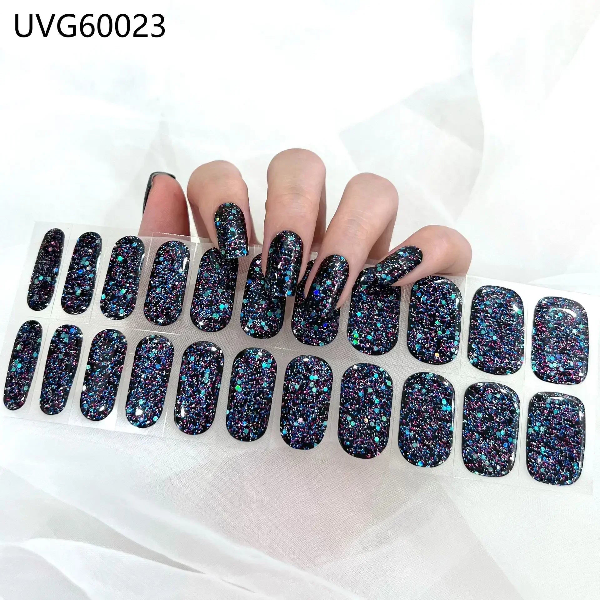 16/20/22Tips Semi-Cured Gel Nail Wraps Full Cover Manicure DIY Waterproof Long Lasting Gel Nail Stickers Set for UV Lamp Need