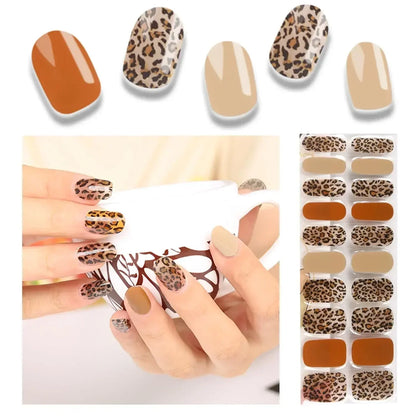 16/20/22Tips Semi-Cured Gel Nail Wraps Full Cover Manicure DIY Waterproof Long Lasting Gel Nail Stickers Set for UV Lamp Need