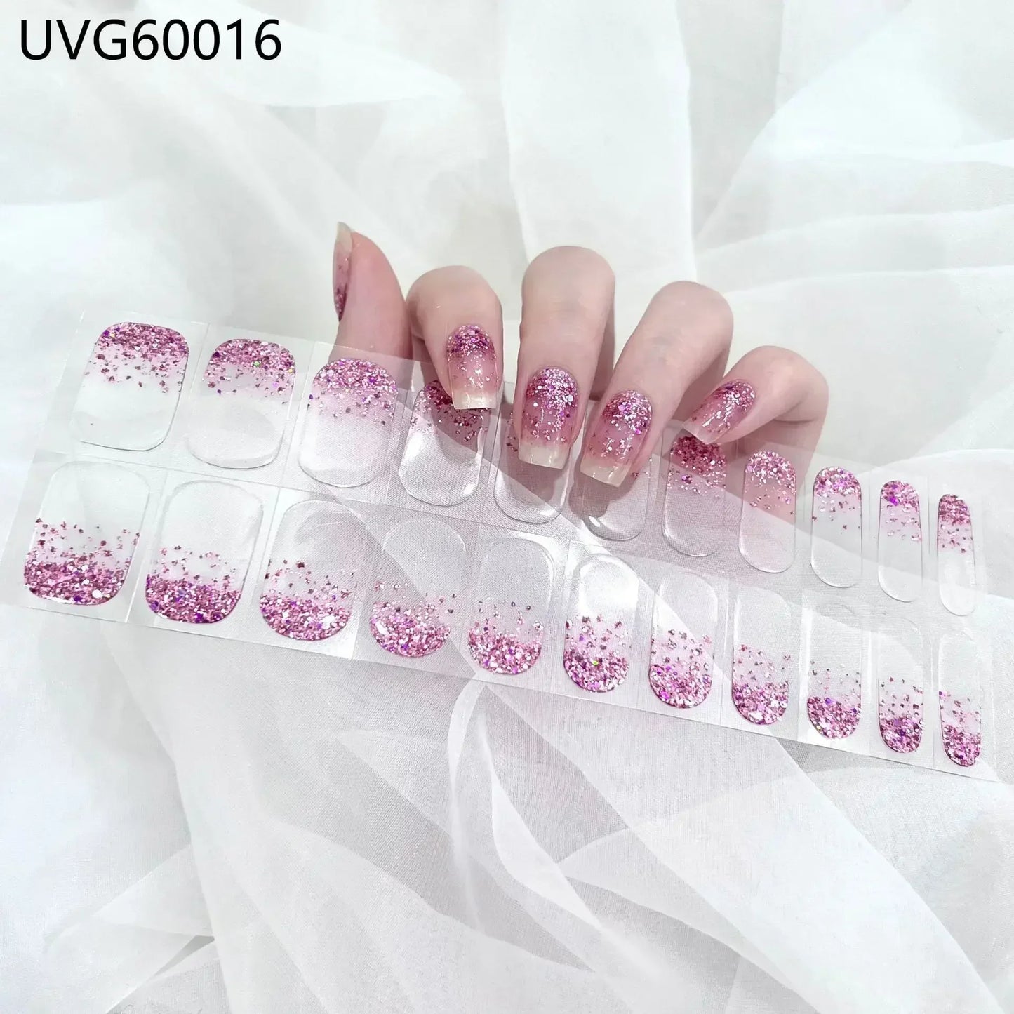 16/20/22Tips Semi-Cured Gel Nail Wraps Full Cover Manicure DIY Waterproof Long Lasting Gel Nail Stickers Set for UV Lamp Need