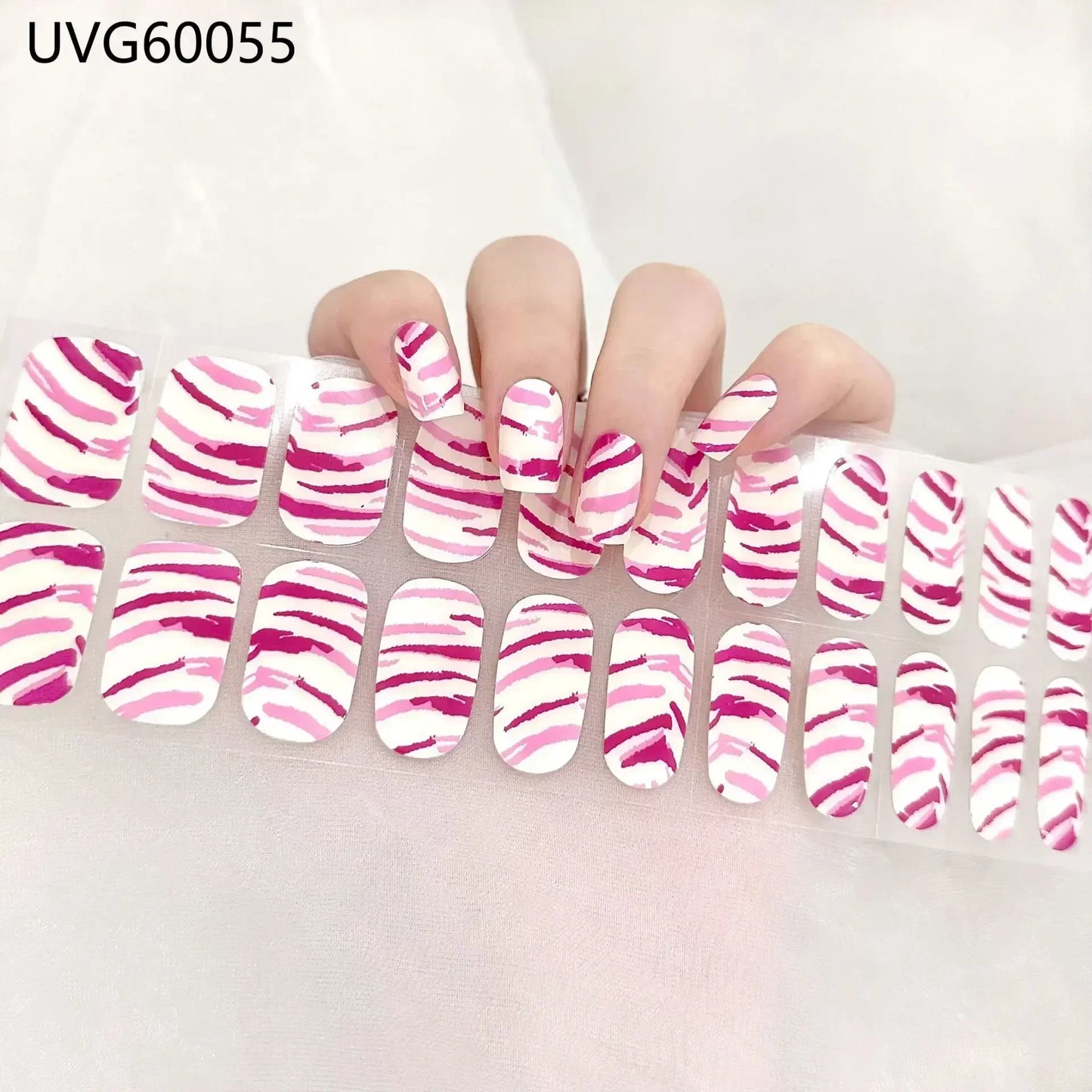 16/20/22Tips Semi-Cured Gel Nail Wraps Full Cover Manicure DIY Waterproof Long Lasting Gel Nail Stickers Set for UV Lamp Need