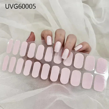 16/20/22Tips Semi-Cured Gel Nail Wraps Full Cover Manicure DIY Waterproof Long Lasting Gel Nail Stickers Set for UV Lamp Need