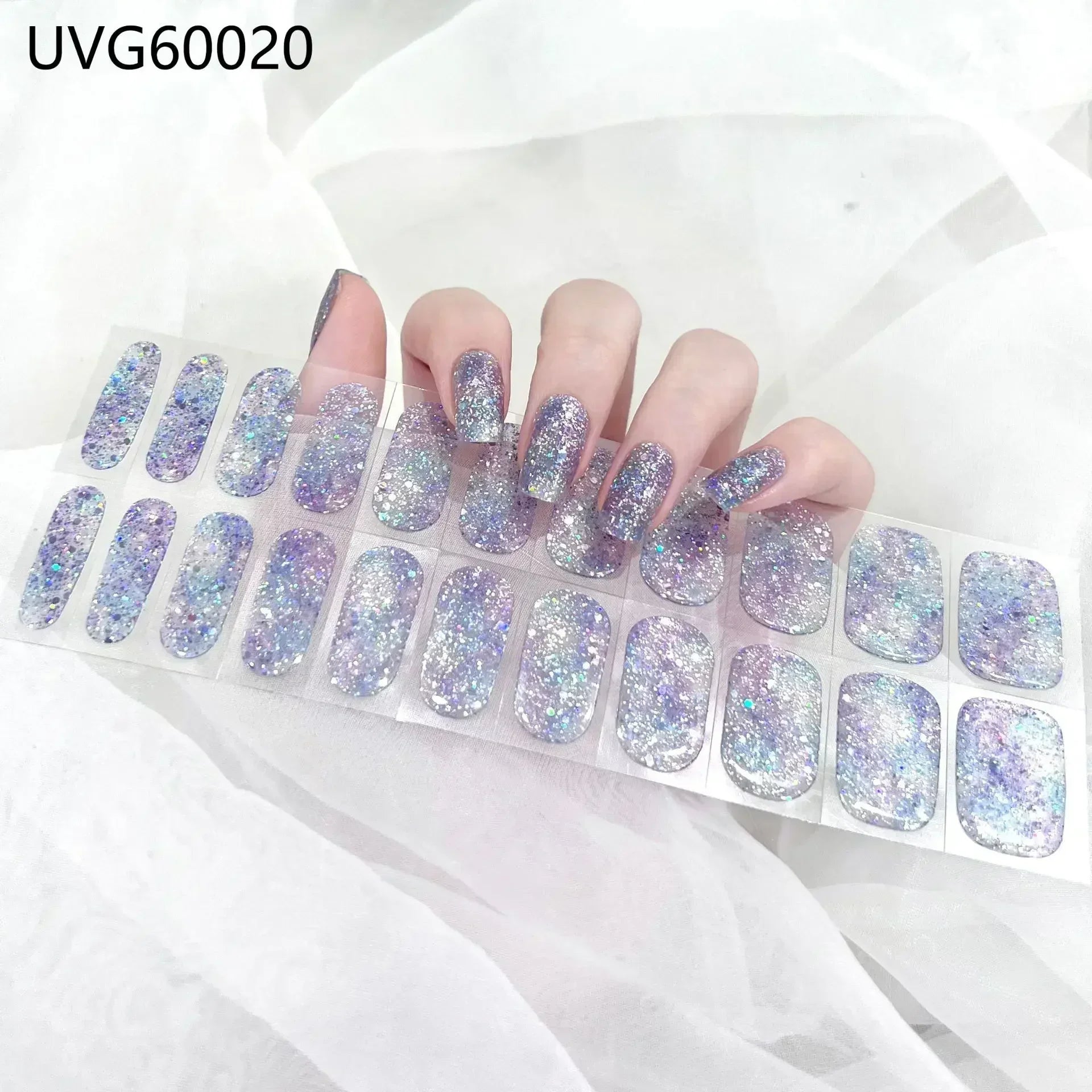 16/20/22Tips Semi-Cured Gel Nail Wraps Full Cover Manicure DIY Waterproof Long Lasting Gel Nail Stickers Set for UV Lamp Need