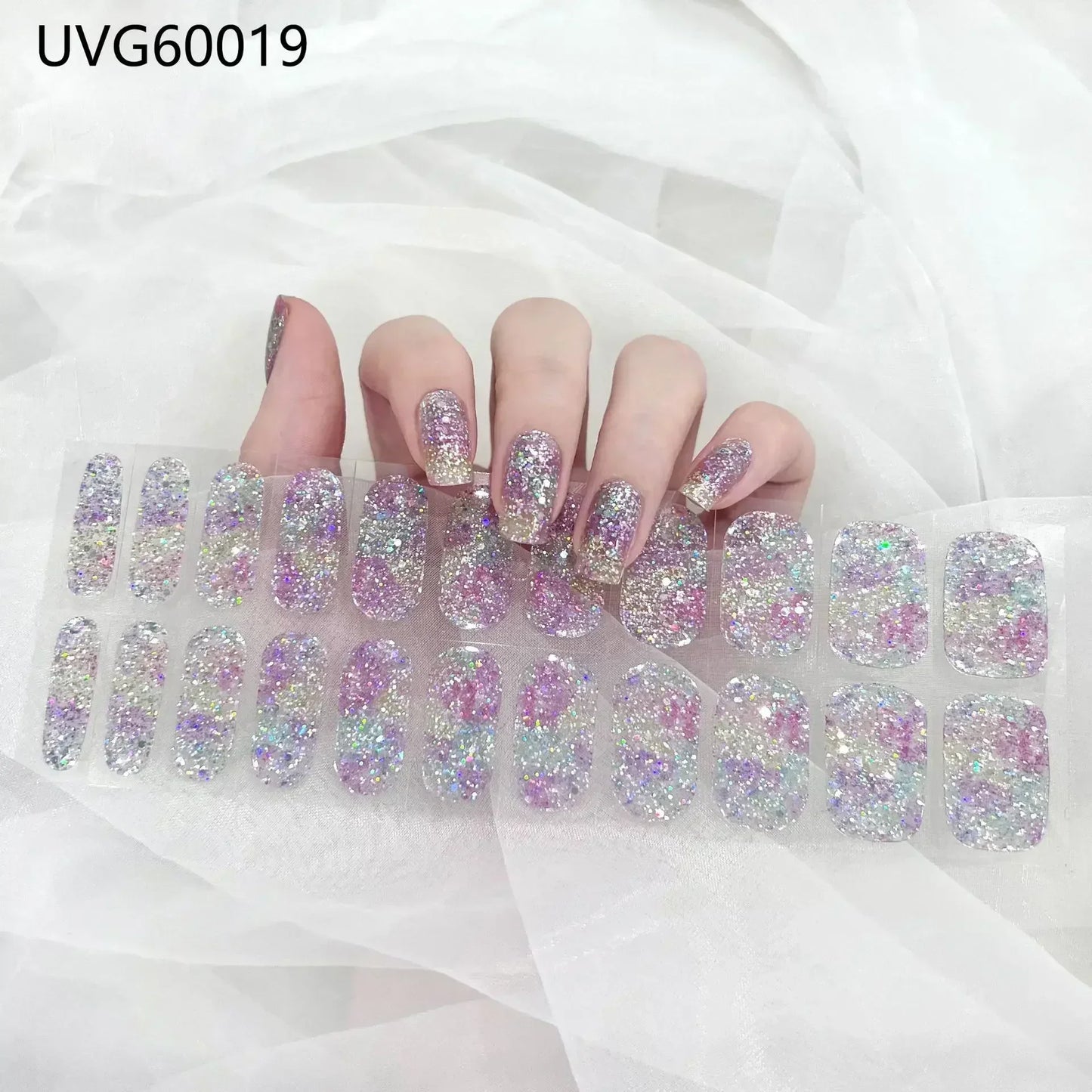 16/20/22Tips Semi-Cured Gel Nail Wraps Full Cover Manicure DIY Waterproof Long Lasting Gel Nail Stickers Set for UV Lamp Need