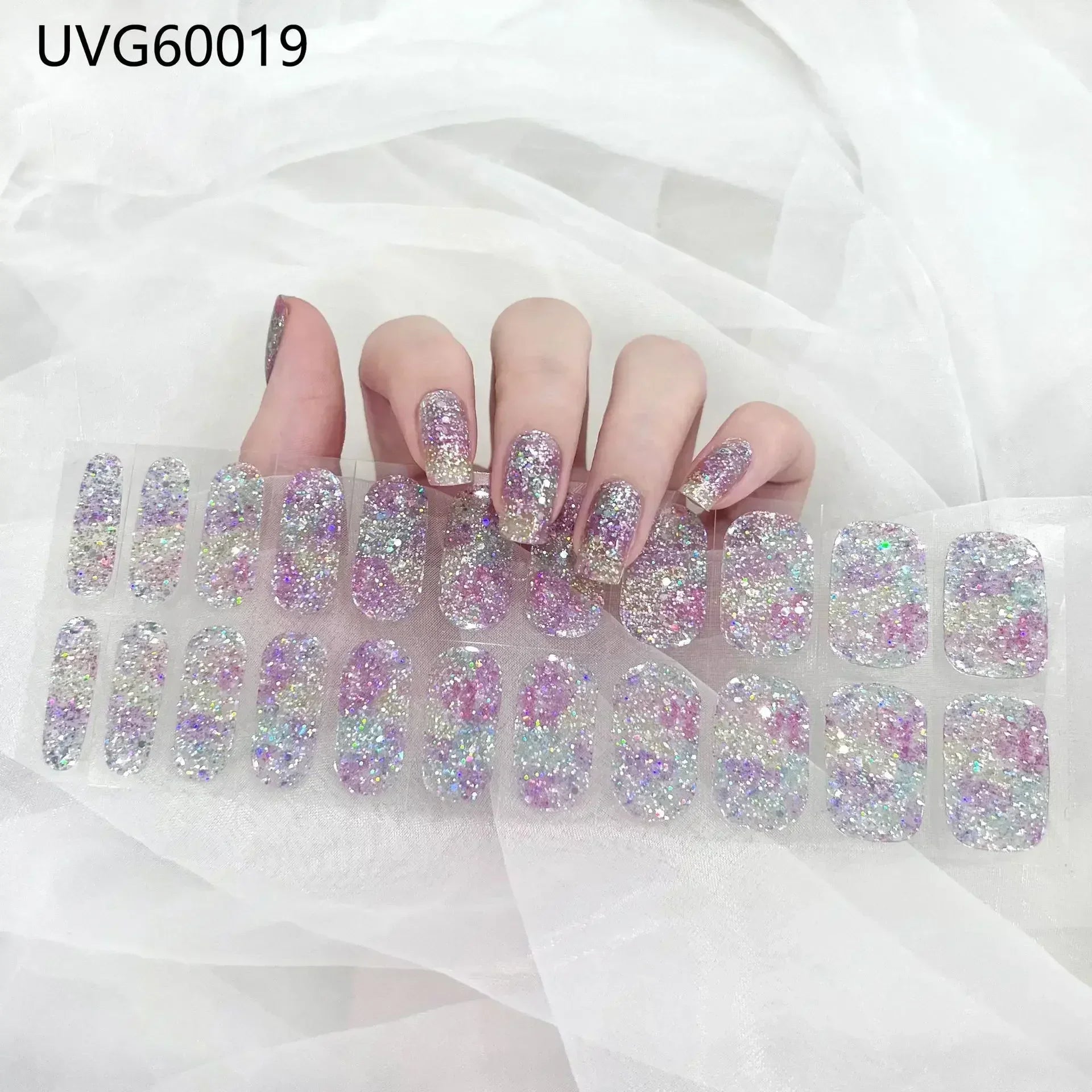 16/20/22Tips Semi-Cured Gel Nail Wraps Full Cover Manicure DIY Waterproof Long Lasting Gel Nail Stickers Set for UV Lamp Need