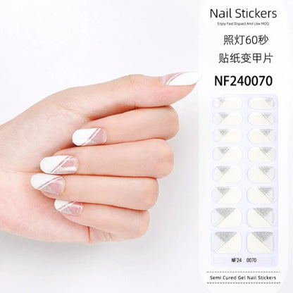 16/20/22Tips Semi-Cured Gel Nail Wraps Full Cover Manicure DIY Waterproof Long Lasting Gel Nail Stickers Set for UV Lamp Need