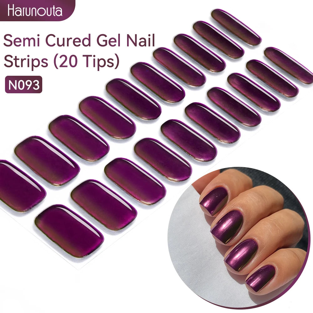 Gold Foil Semi-Cured Gel Nail Stickers Adhesive Waterproof Long Lasting Full Cover Gel Nail Stickers UV Lamp Needed