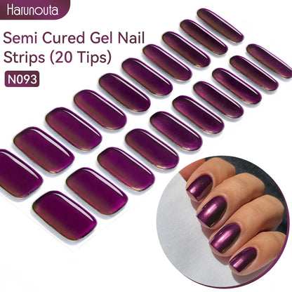Gold Foil Semi-Cured Gel Nail Stickers Adhesive Waterproof Long Lasting Full Cover Gel Nail Stickers UV Lamp Needed