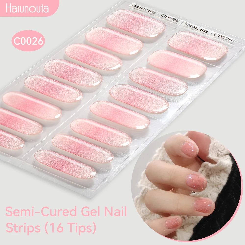 Gold Foil Semi-Cured Gel Nail Stickers Adhesive Waterproof Long Lasting Full Cover Gel Nail Stickers UV Lamp Needed