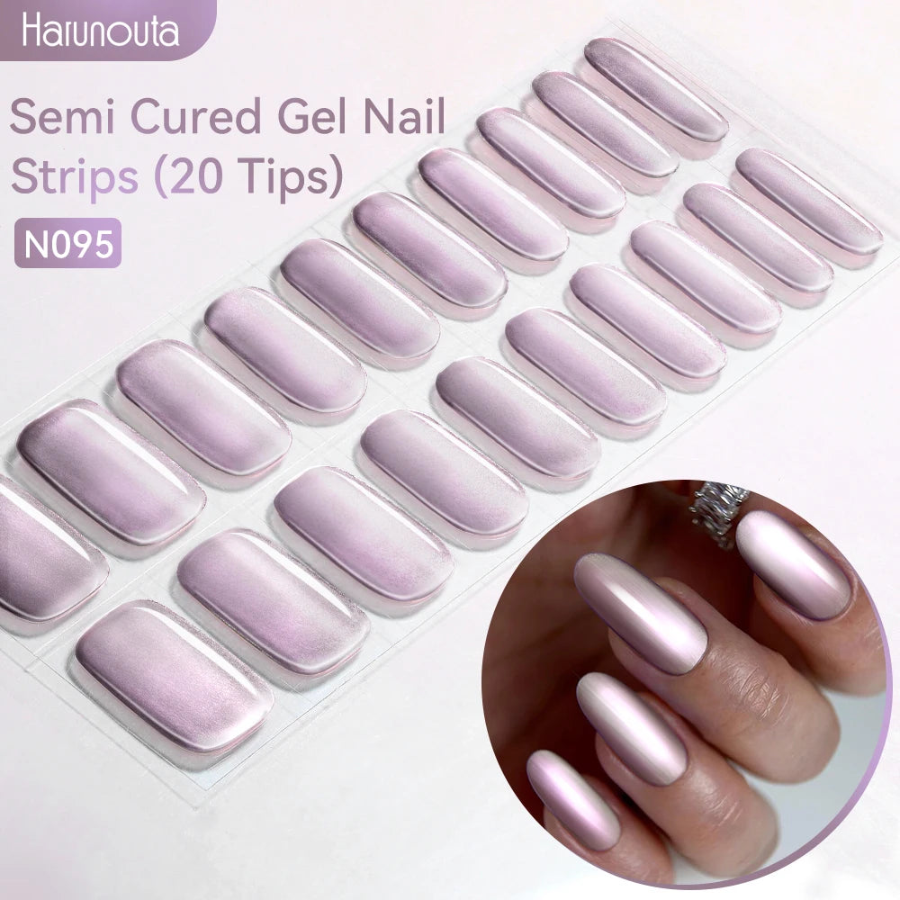 Gold Foil Semi-Cured Gel Nail Stickers Adhesive Waterproof Long Lasting Full Cover Gel Nail Stickers UV Lamp Needed