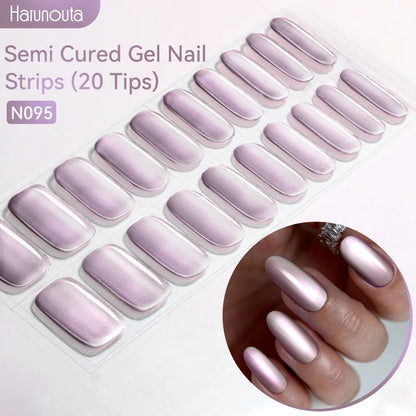 Gold Foil Semi-Cured Gel Nail Stickers Adhesive Waterproof Long Lasting Full Cover Gel Nail Stickers UV Lamp Needed