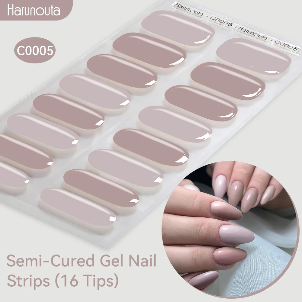 Gold Foil Semi-Cured Gel Nail Stickers Adhesive Waterproof Long Lasting Full Cover Gel Nail Stickers UV Lamp Needed