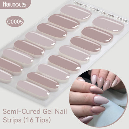 Gold Foil Semi-Cured Gel Nail Stickers Adhesive Waterproof Long Lasting Full Cover Gel Nail Stickers UV Lamp Needed