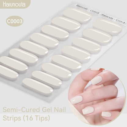 Gold Foil Semi-Cured Gel Nail Stickers Adhesive Waterproof Long Lasting Full Cover Gel Nail Stickers UV Lamp Needed