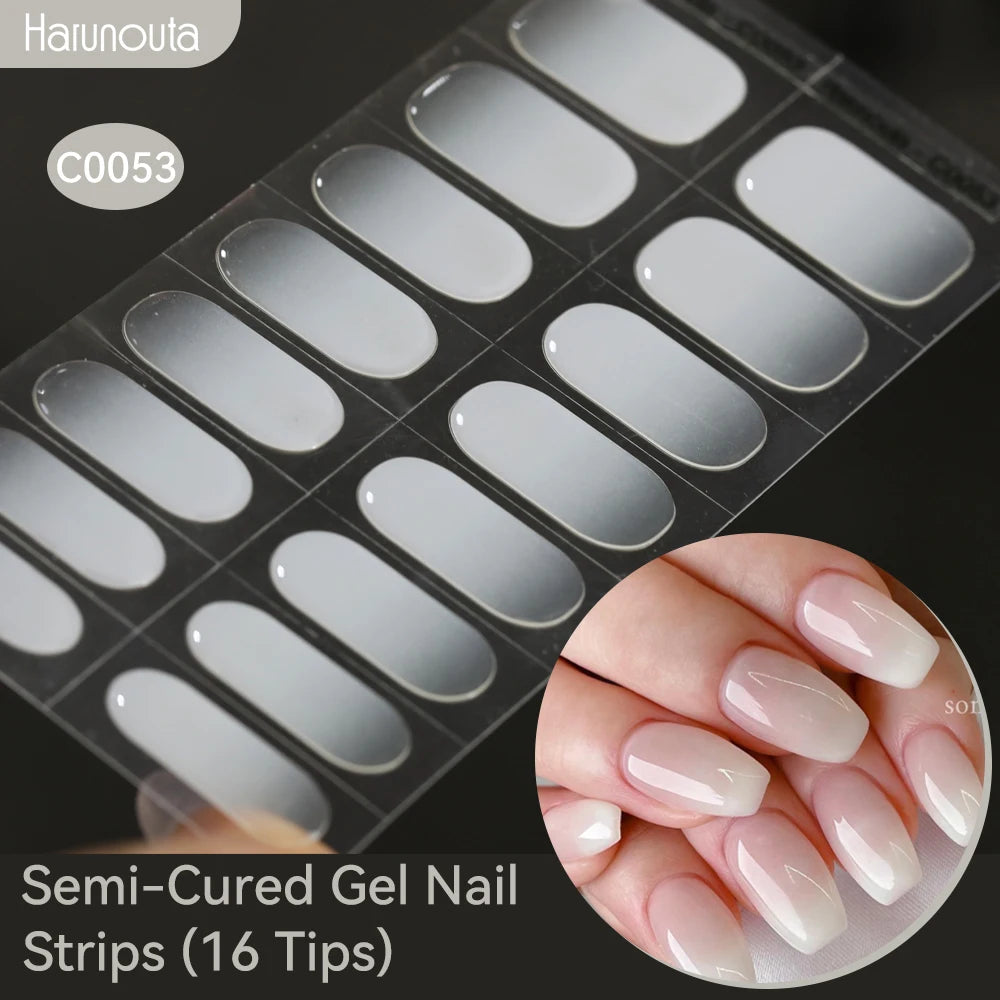Gold Foil Semi-Cured Gel Nail Stickers Adhesive Waterproof Long Lasting Full Cover Gel Nail Stickers UV Lamp Needed
