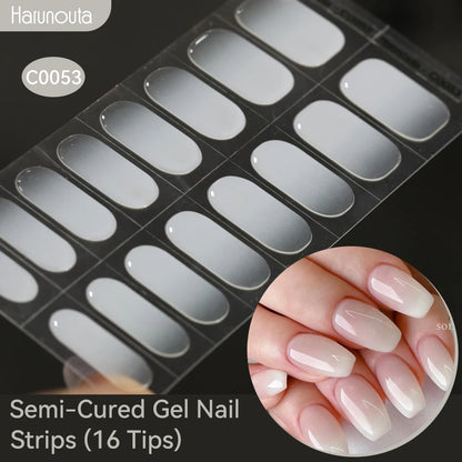 Gold Foil Semi-Cured Gel Nail Stickers Adhesive Waterproof Long Lasting Full Cover Gel Nail Stickers UV Lamp Needed