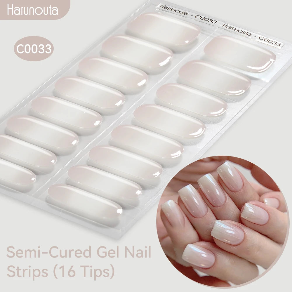 Gold Foil Semi-Cured Gel Nail Stickers Adhesive Waterproof Long Lasting Full Cover Gel Nail Stickers UV Lamp Needed