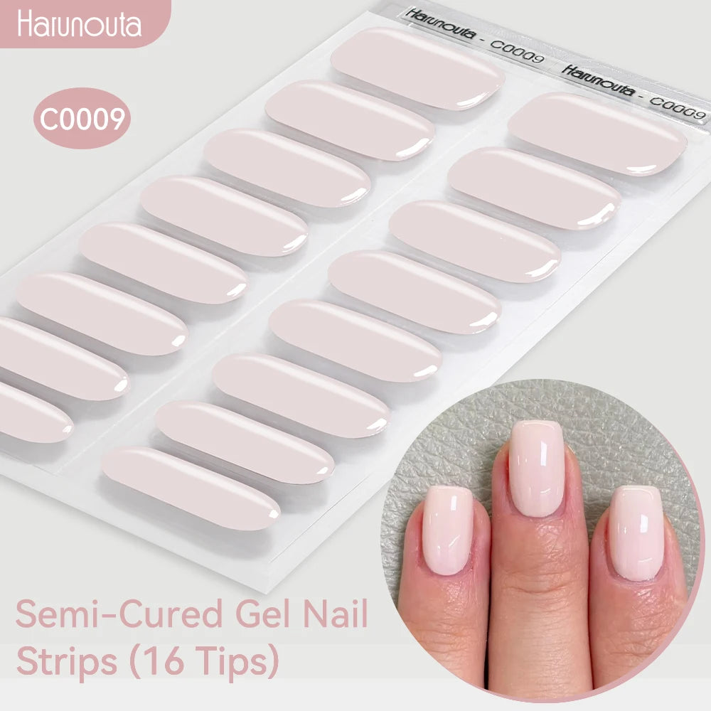 Gold Foil Semi-Cured Gel Nail Stickers Adhesive Waterproof Long Lasting Full Cover Gel Nail Stickers UV Lamp Needed