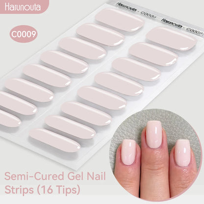 Gold Foil Semi-Cured Gel Nail Stickers Adhesive Waterproof Long Lasting Full Cover Gel Nail Stickers UV Lamp Needed