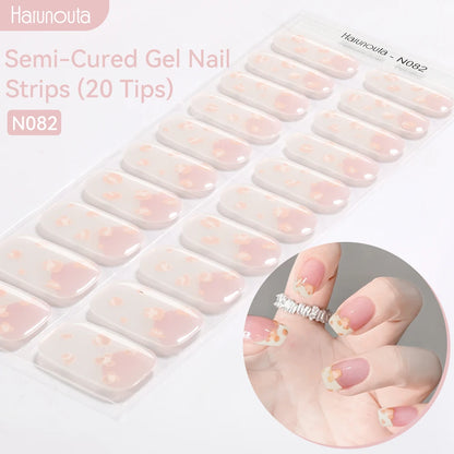 Gold Foil Semi-Cured Gel Nail Stickers Adhesive Waterproof Long Lasting Full Cover Gel Nail Stickers UV Lamp Needed