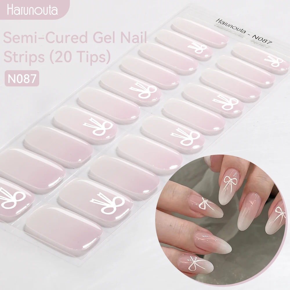 Gold Foil Semi-Cured Gel Nail Stickers Adhesive Waterproof Long Lasting Full Cover Gel Nail Stickers UV Lamp Needed