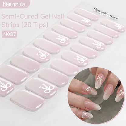 Gold Foil Semi-Cured Gel Nail Stickers Adhesive Waterproof Long Lasting Full Cover Gel Nail Stickers UV Lamp Needed