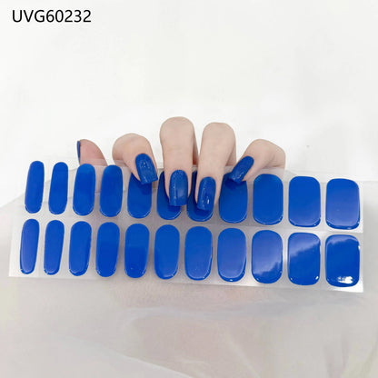 16/20/22Tips Semi-Cured Gel Nail Wraps Full Cover Manicure DIY Waterproof Long Lasting Gel Nail Stickers Set for UV Lamp Need