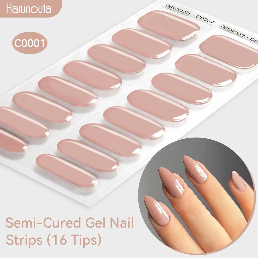 Gold Foil Semi-Cured Gel Nail Stickers Adhesive Waterproof Long Lasting Full Cover Gel Nail Stickers UV Lamp Needed