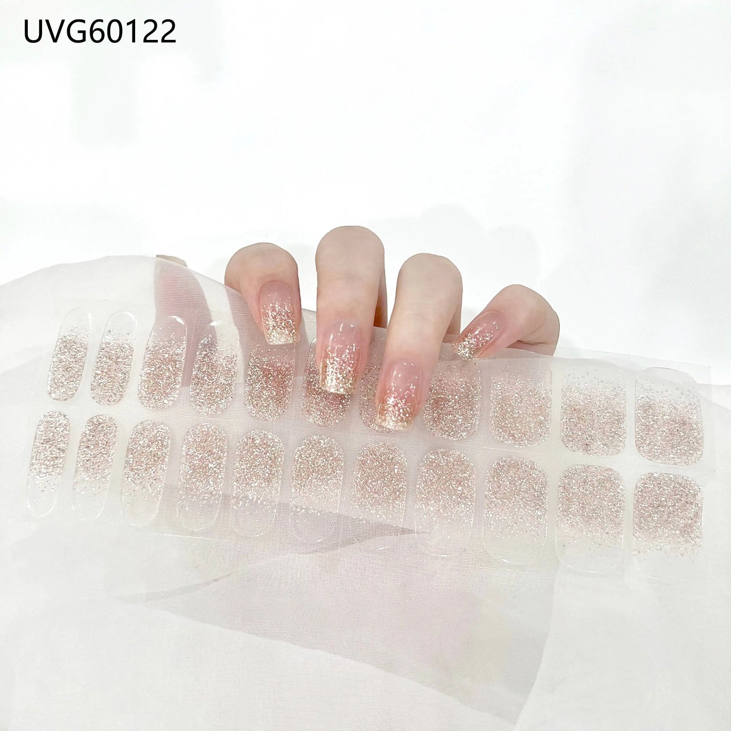 16/20/22Tips Semi-Cured Gel Nail Wraps Full Cover Manicure DIY Waterproof Long Lasting Gel Nail Stickers Set for UV Lamp Need