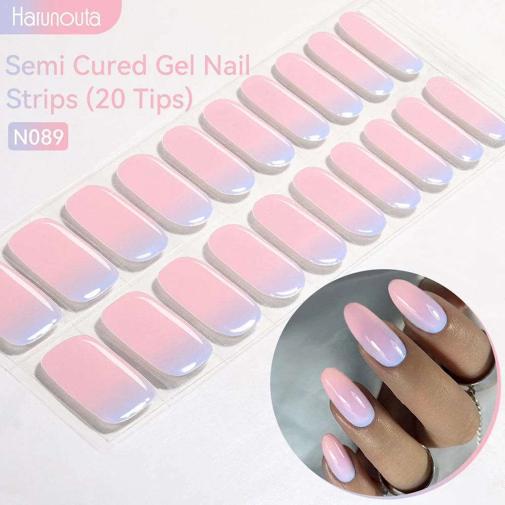 Gold Foil Semi-Cured Gel Nail Stickers Adhesive Waterproof Long Lasting Full Cover Gel Nail Stickers UV Lamp Needed
