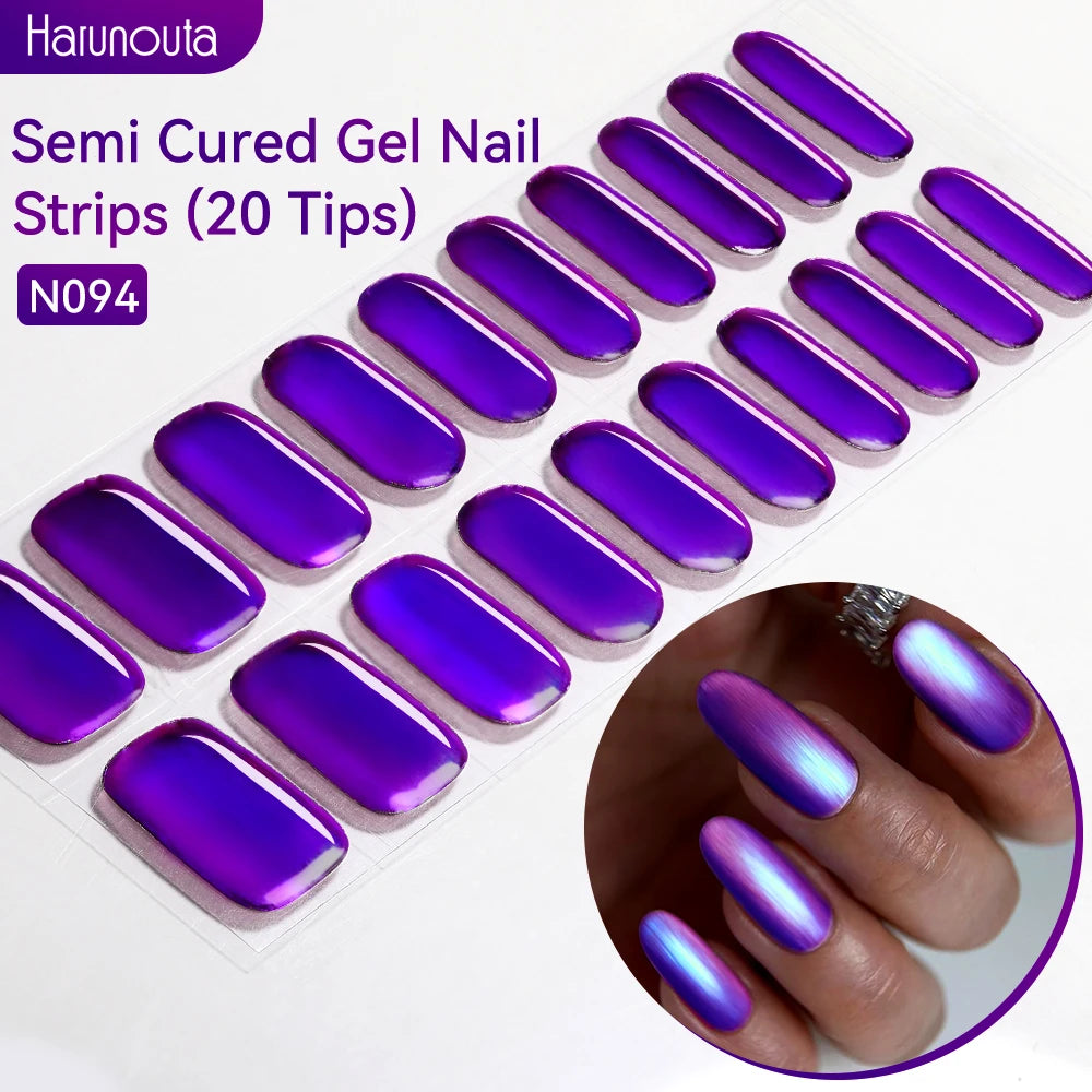 Gold Foil Semi-Cured Gel Nail Stickers Adhesive Waterproof Long Lasting Full Cover Gel Nail Stickers UV Lamp Needed