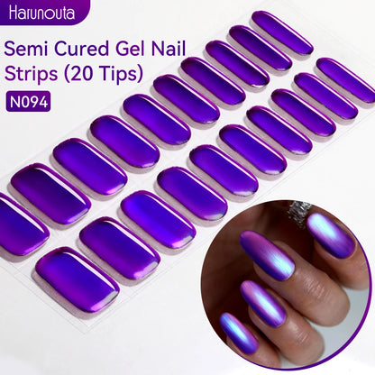 Gold Foil Semi-Cured Gel Nail Stickers Adhesive Waterproof Long Lasting Full Cover Gel Nail Stickers UV Lamp Needed