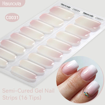 Gold Foil Semi-Cured Gel Nail Stickers Adhesive Waterproof Long Lasting Full Cover Gel Nail Stickers UV Lamp Needed