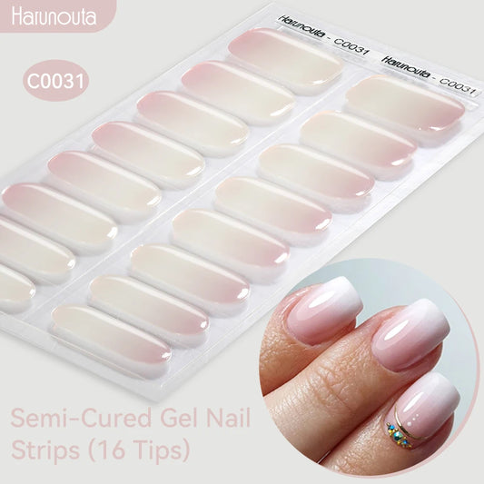 Gold Foil Semi-Cured Gel Nail Stickers Adhesive Waterproof Long Lasting Full Cover Gel Nail Stickers UV Lamp Needed
