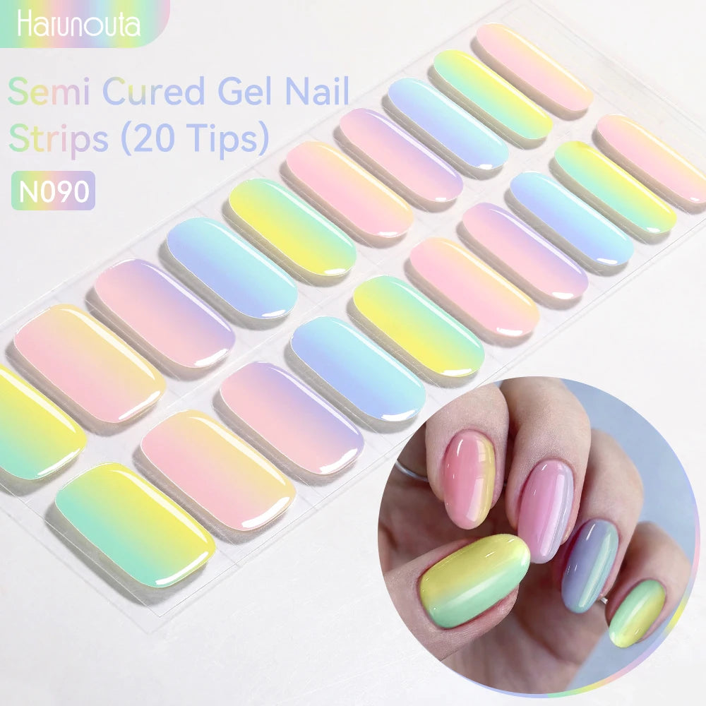 Gold Foil Semi-Cured Gel Nail Stickers Adhesive Waterproof Long Lasting Full Cover Gel Nail Stickers UV Lamp Needed