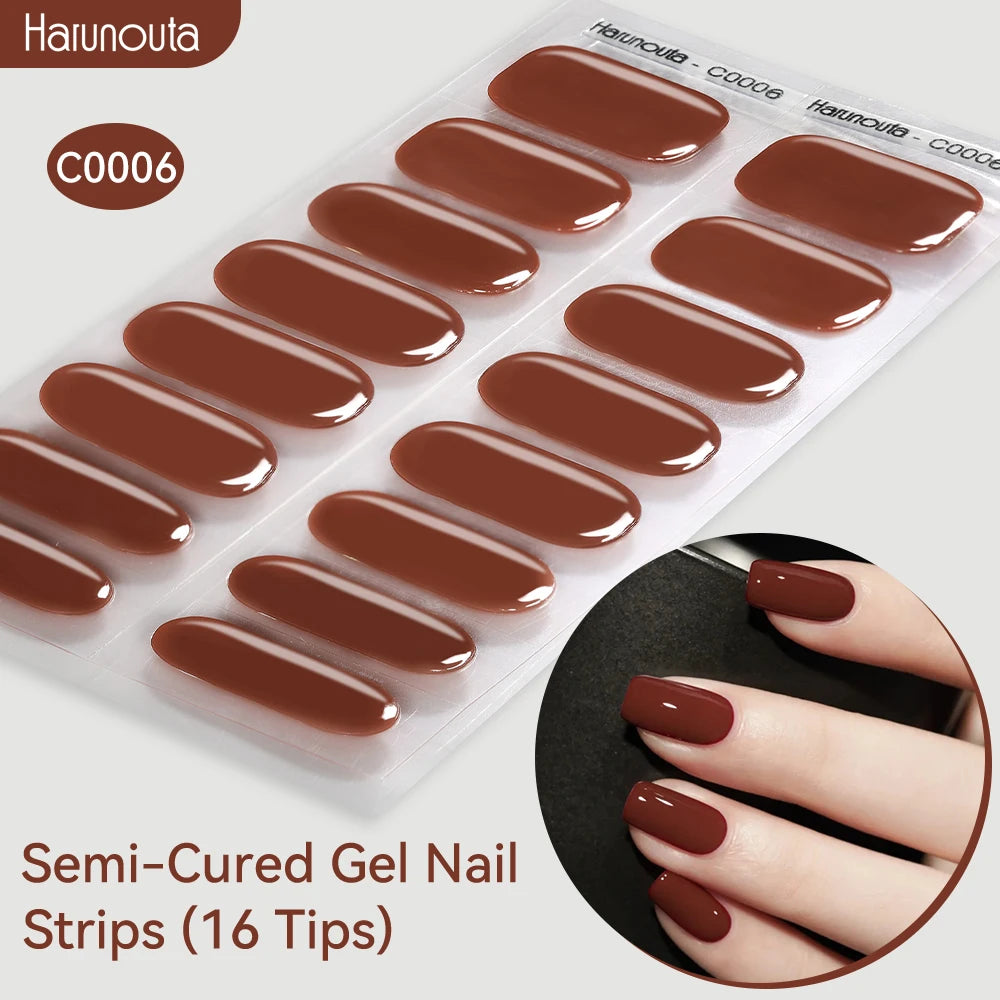 Gold Foil Semi-Cured Gel Nail Stickers Adhesive Waterproof Long Lasting Full Cover Gel Nail Stickers UV Lamp Needed