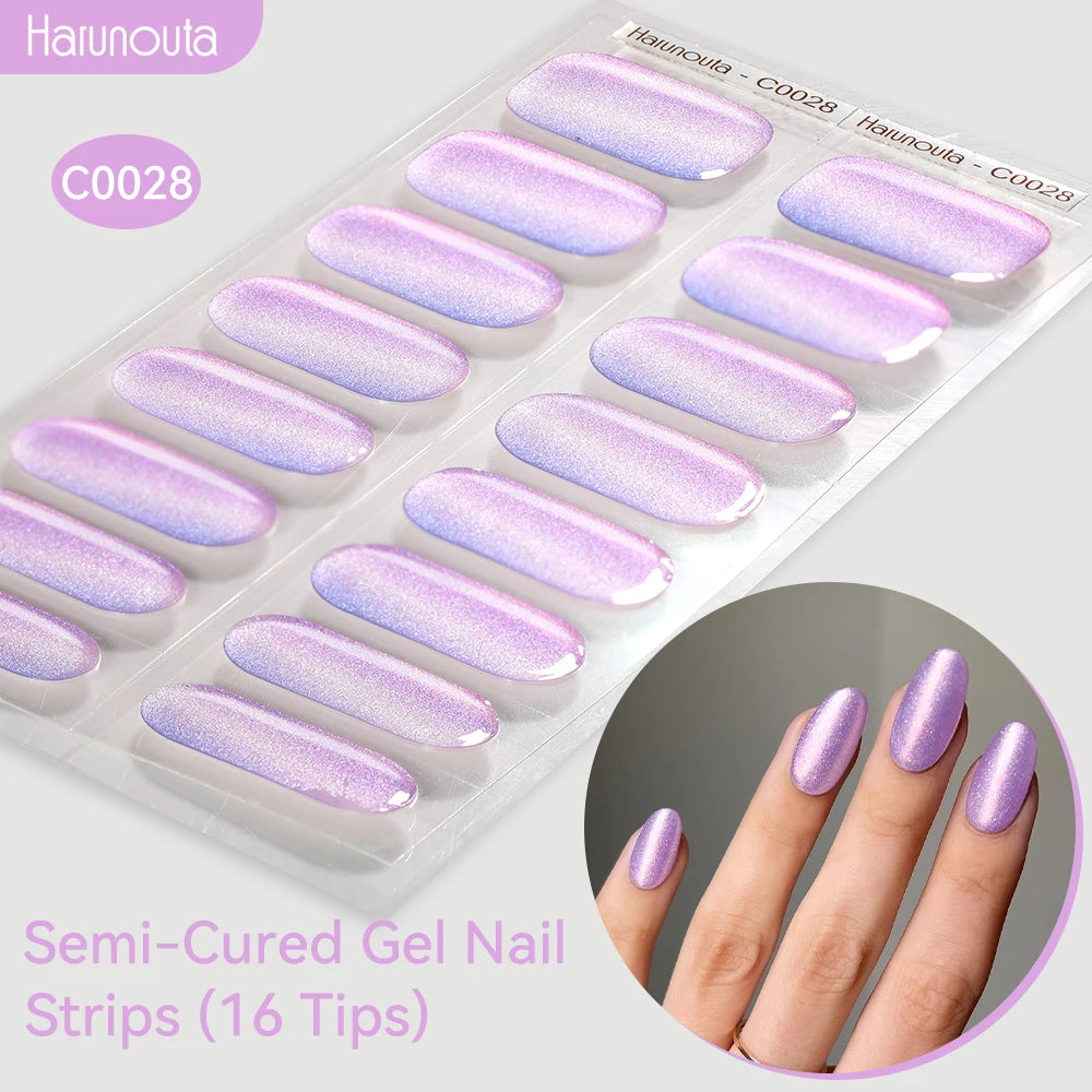 Gold Foil Semi-Cured Gel Nail Stickers Adhesive Waterproof Long Lasting Full Cover Gel Nail Stickers UV Lamp Needed