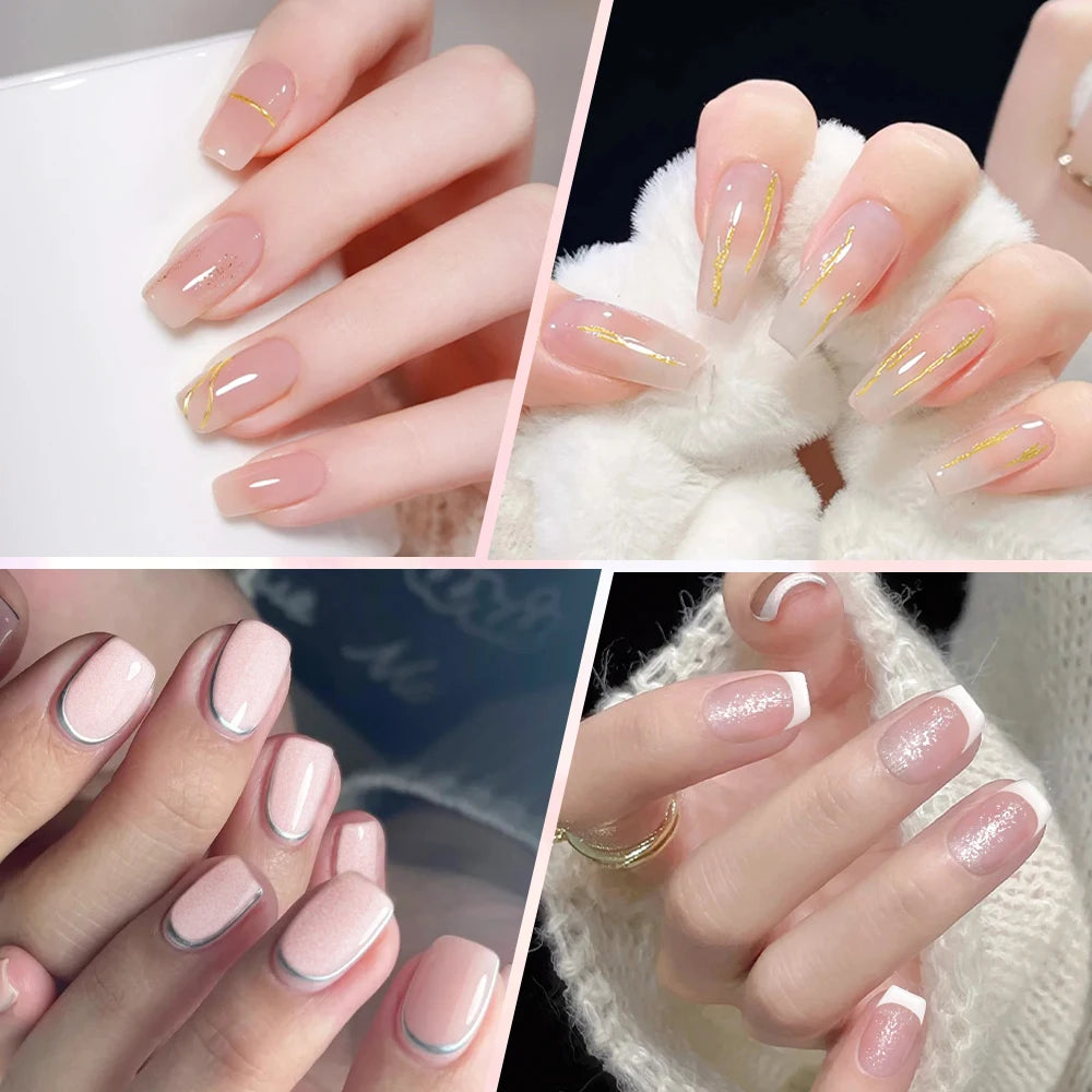Gold Foil Semi-Cured Gel Nail Stickers Adhesive Waterproof Long Lasting Full Cover Gel Nail Stickers UV Lamp Needed