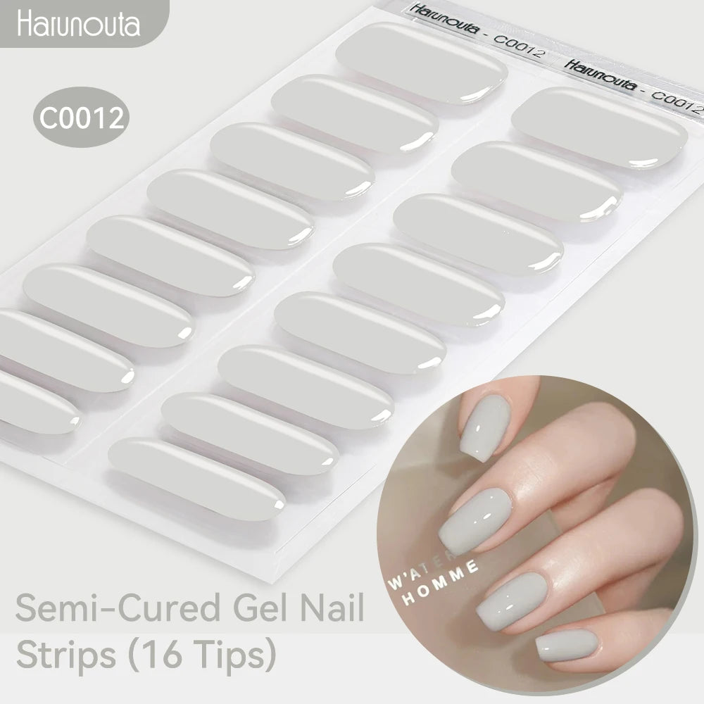Gold Foil Semi-Cured Gel Nail Stickers Adhesive Waterproof Long Lasting Full Cover Gel Nail Stickers UV Lamp Needed