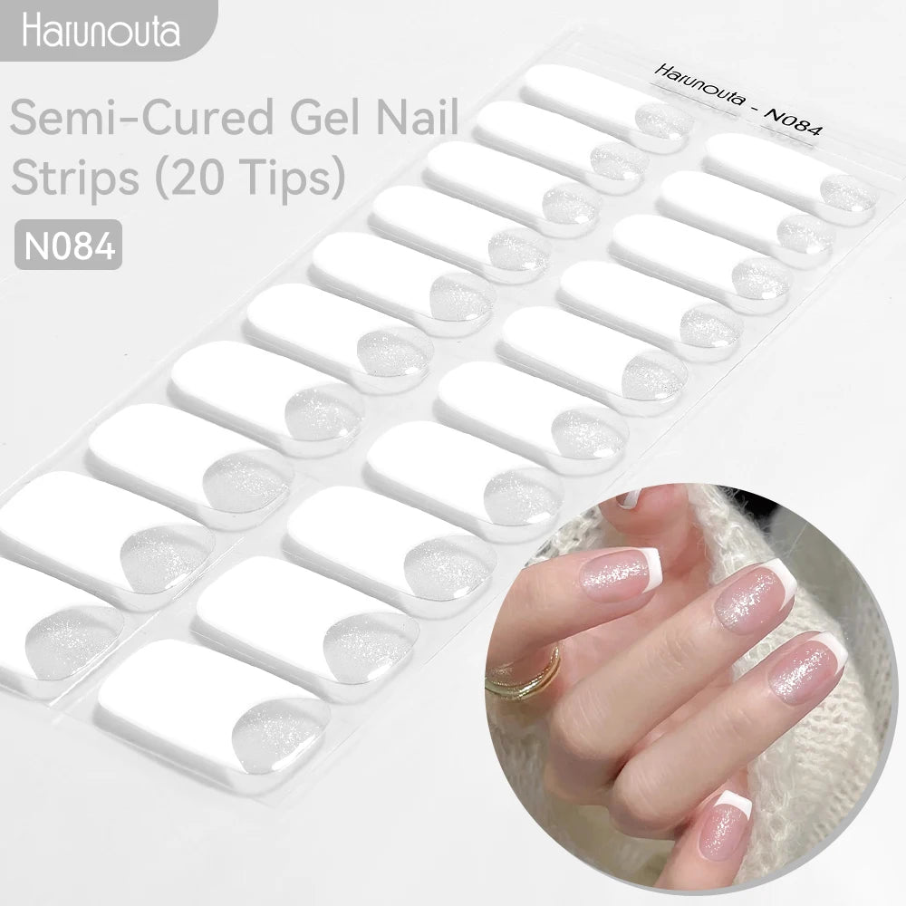 Gold Foil Semi-Cured Gel Nail Stickers Adhesive Waterproof Long Lasting Full Cover Gel Nail Stickers UV Lamp Needed