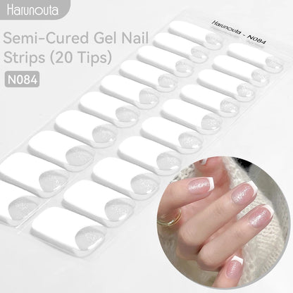 Gold Foil Semi-Cured Gel Nail Stickers Adhesive Waterproof Long Lasting Full Cover Gel Nail Stickers UV Lamp Needed