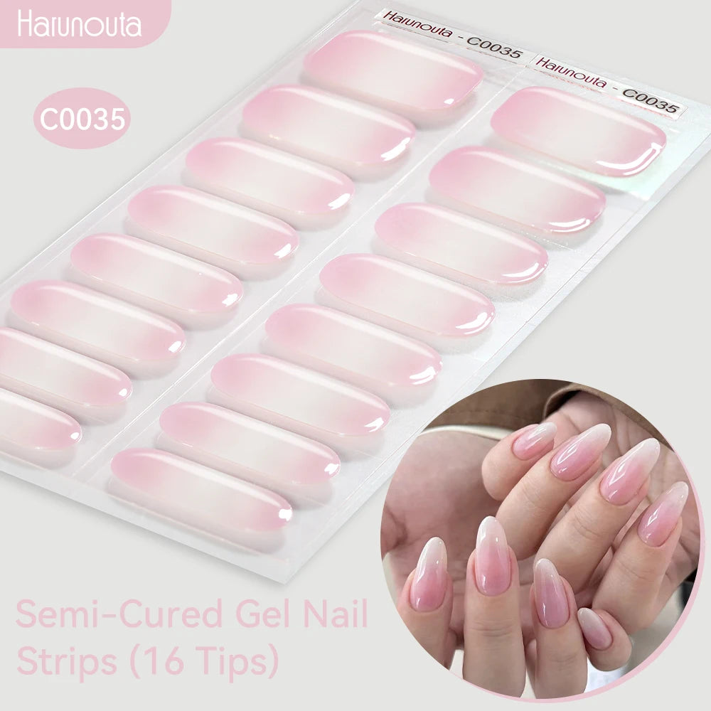 Gold Foil Semi-Cured Gel Nail Stickers Adhesive Waterproof Long Lasting Full Cover Gel Nail Stickers UV Lamp Needed