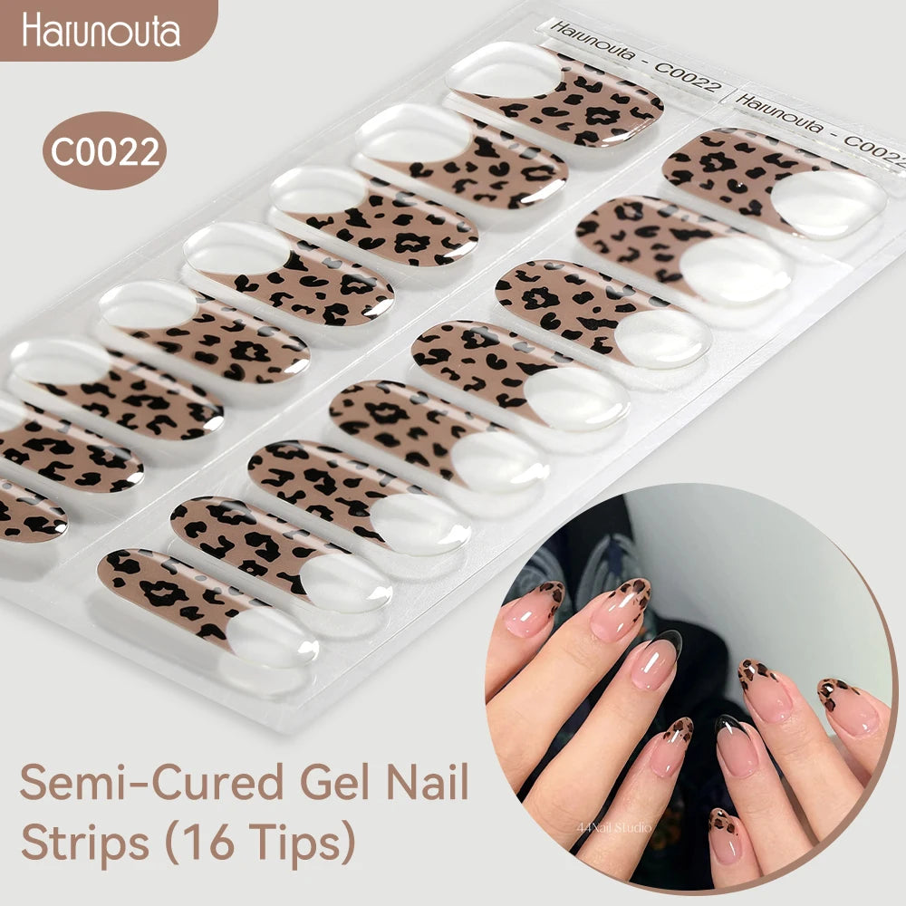 Gold Foil Semi-Cured Gel Nail Stickers Adhesive Waterproof Long Lasting Full Cover Gel Nail Stickers UV Lamp Needed