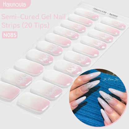Gold Foil Semi-Cured Gel Nail Stickers Adhesive Waterproof Long Lasting Full Cover Gel Nail Stickers UV Lamp Needed