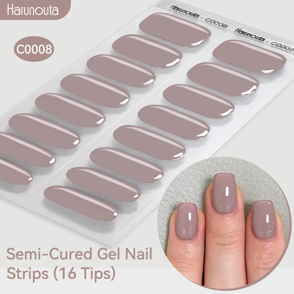 Gold Foil Semi-Cured Gel Nail Stickers Adhesive Waterproof Long Lasting Full Cover Gel Nail Stickers UV Lamp Needed